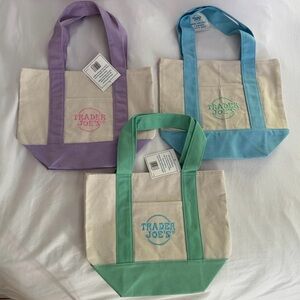 trader joes pastel mini canvas tote bags nwt